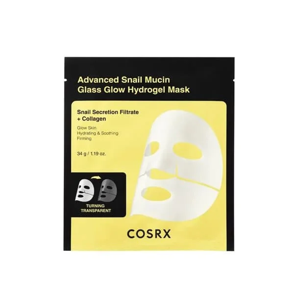 COSRX – Advanced Snail Mucin Glass Glow Hydrogel Face Masks – Ansiktsmask i ark – 34g