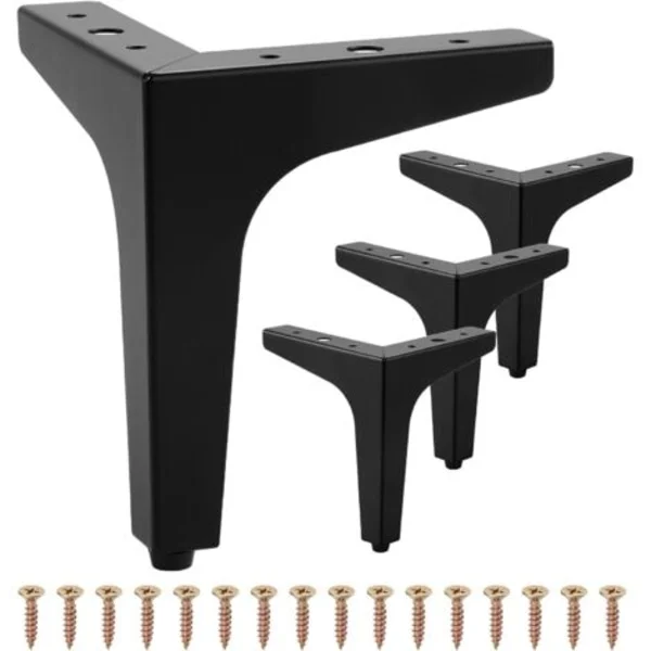 Set of 4 Metal Furniture Legs, 13 cm, Modern Triangular Metal Furniture Legs for Furniture, Cabinets, Sofas, Chairs, Ottomans
