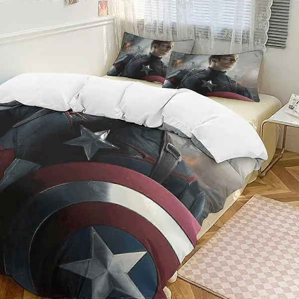 Sengetøjssæt WM641 Captain America Sengetøj Dynebetrækssæt, 3-delt Sengetøjssæt Blødt Varmt Sengetøj Flere størrelser at vælge imellem SW641