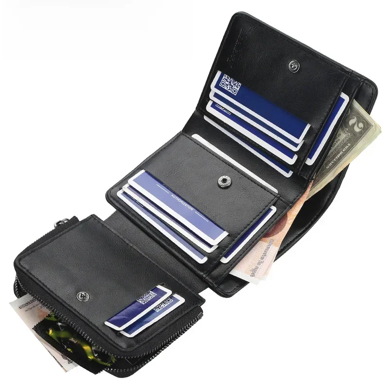 AliExpress - Nouveaux portefeuilles en cuir PU pour hommes de haute qualité fermeture éclair court design porte-carte homme sac à main Vintage porte-