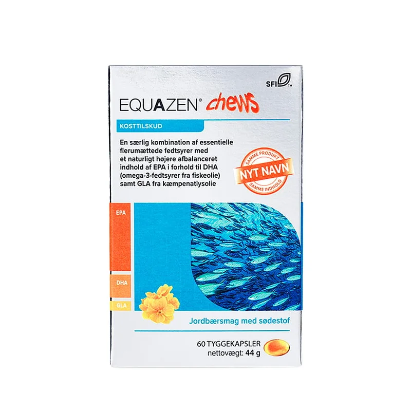Equazen Chews Fiskeolie m. Jordbærsmag 60 kaps., Helse & Madvarer, Kosttilskud, Fiskeolie & Omega 3