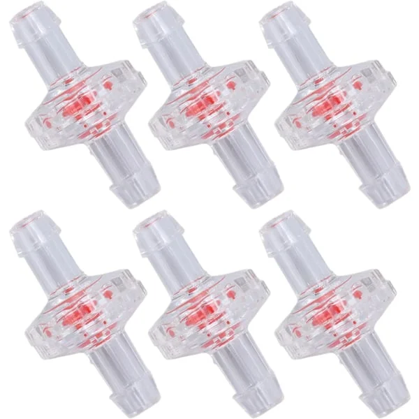 6 st 7 mm backventiler, PP-plast envägs backventil, envägsventil, ozonbeständig anslutningsrör med vattenstoppsmembran