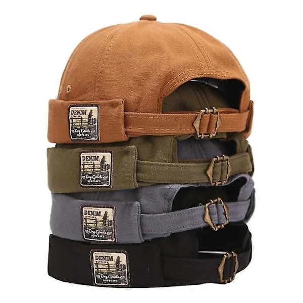 Vintage Docker Keps Brimlös Hatt Andningsbar Beanie Hatt Bomull Retro Justerbar Litterär Hyresvärd Sjöman Keps Kvinnor Hip Hop Hatt