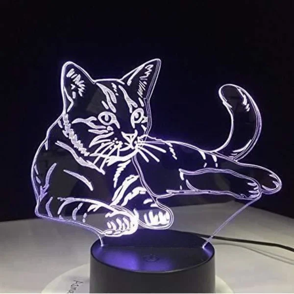 Nattlampa Liggande Mysig Katt 3D Led Lampa Akryl Nattlampa USB Touch Lampa Barn Söt Natt Sovrum Lampa Ljus -h
