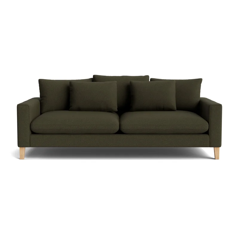 Perth 3 personers sofa - Loop Mørk Beige - 250x107x81cm - Bred 3 personers sofa med 5 rygpuder og lav armlæn - Slidstærk