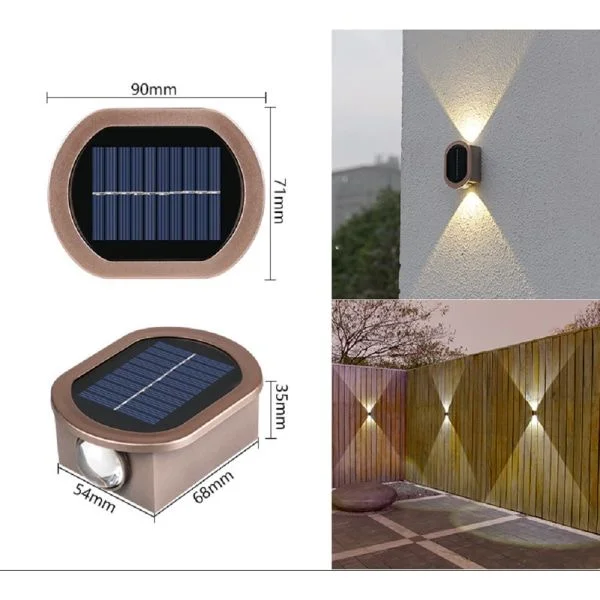 IC Vanntett Vegglampe Utendørs Hagelampe Lava Lampe Solcellelys Super Sterkt Spotlight Utendørs Hage Vegglampe (Oval Bronse Vegglampe)