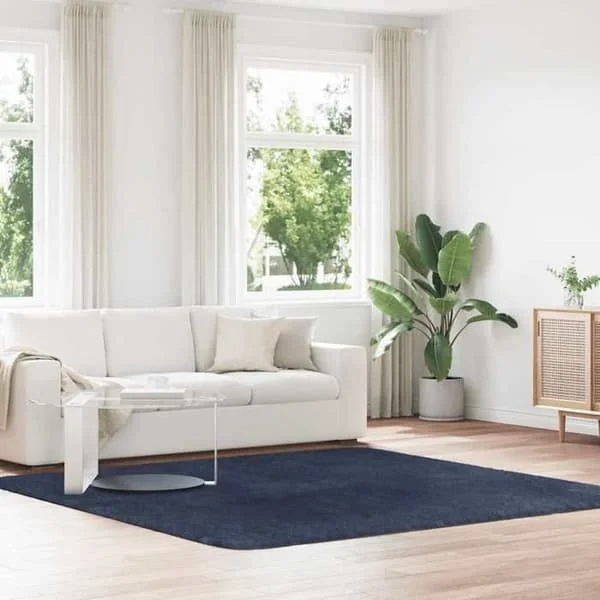 vidaXL Tjockt, långfibrigt matta marinblå 240x240 cm polyester, matta, sovrumsmatta, modern matta, vardagsrumsmatta, 4102891