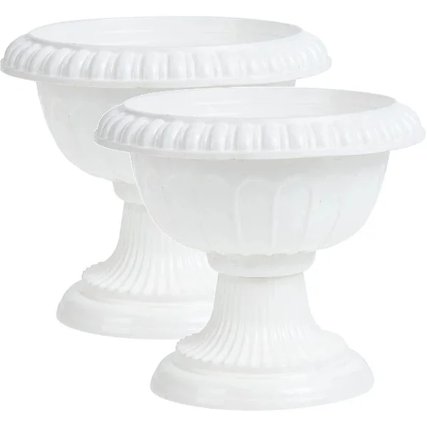 {PL}2 st Utomhus Dekor Urna Blomkrukor Utomhus Inomhus Blomkruka Trädgårdsurna Planteringskärl Vit Urna Planteringskärl Veranda Kruka Vit 16x14cm