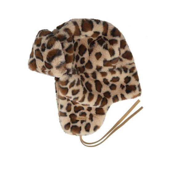 Barts - Braun trapper Mütze - Lucerne Bomber Print Brown Trapper Damen, Größe 54-58 cm, Kunstfell, Leopardenmuster