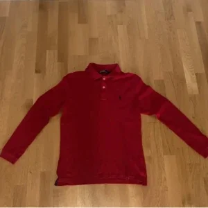 Röd långärmad pikétröja Polo Ralph Lauren