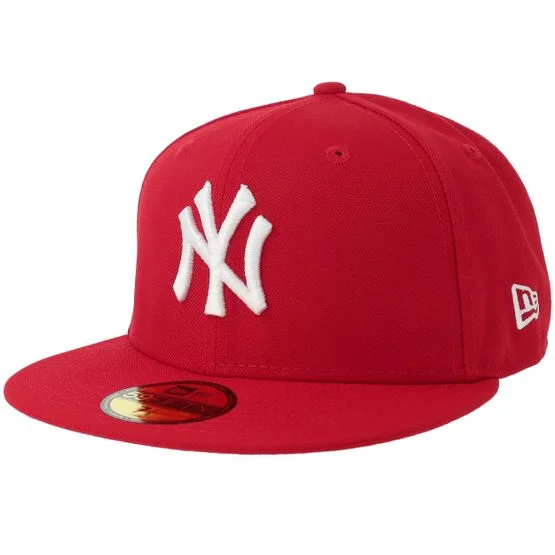 New Era - New York Yankees MLB Basic 59FIFTY Scarlet Red Fitted Fitted Red Cap - MLB @ Hatstore