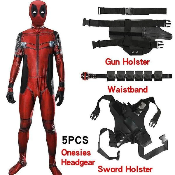 Deadpool Kostyme Cosplay Barn Voksen Kostyme Anime Superhelt Cosplay Dødsvakt Anime Voksen Service Trikoter Hatter Tilbehør Anime- 5 stk 5 STK