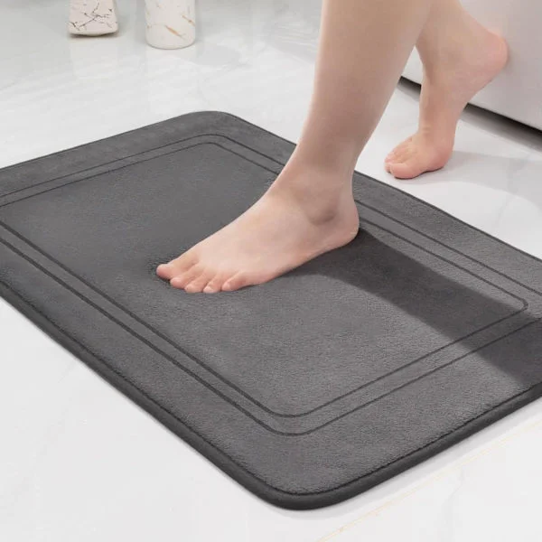 Sklisikker baderomsmatte, baderomsmatte, myk baderomsmatte, absorberende baderomsmatte, dusjmatte, baderomsmatte, mørkegrå, 50 x 80 cm