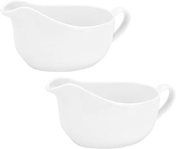2 st 15 oz såssnipa, vit keramik, lätt att hälla såssnipa för middagar, helgdagsmåltider och fester