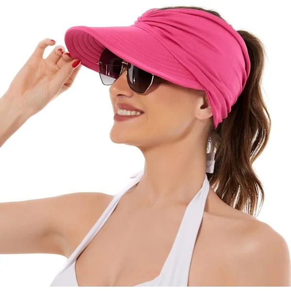 Sun Hats for Women UV Protection Sun Visor Wide Brim Summer Hats with Ponytail