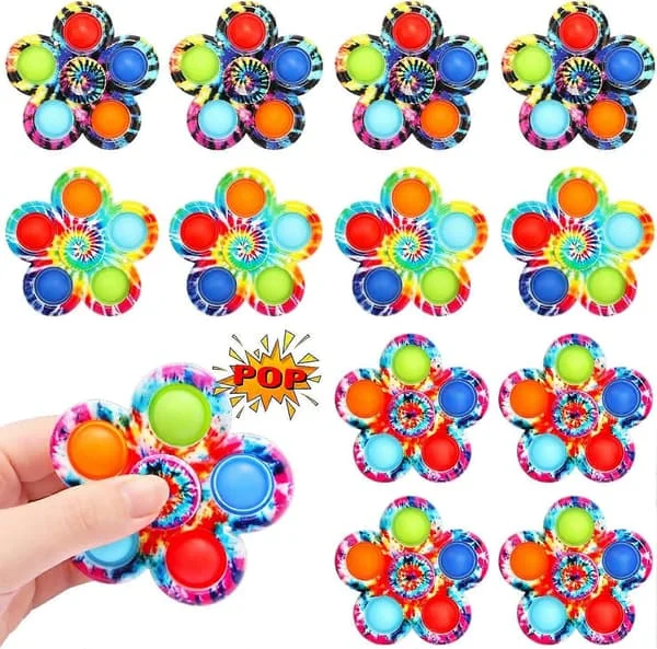 Pop Fidget Spinner, Push Bubble Spinner Enkla Fidget Popper Spinners för Stressavlastning, Fidget Leksak med Tryckbubbla för Vuxna Barn (12-pack)