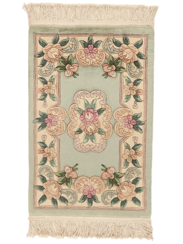 Hand Knotted China 90 Line Rug 60X90 Wool Beige/Dark Yellow Small