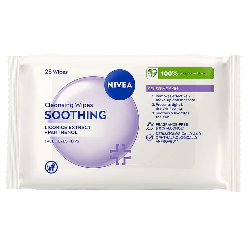 NIVEA Sensitive Cleansing Wipes, 25 stk., Hudpleje, Renseprodukter, Renseservietter