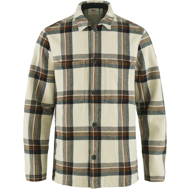 Fjällräven Men's Singi Flannel Overshirt in Chalk White/Dark Navy/Weiß, Bio-Baumwolle | Size: 2XL