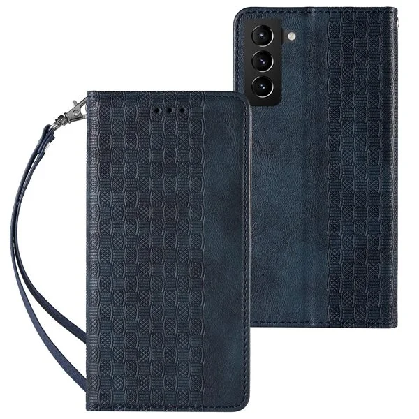 Hihna Kotelo Samsung Galaxy S22+ (S22 Plus) Lompakko + Mini Lanyard Riipus Sininen
