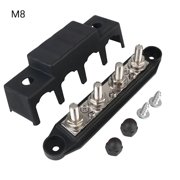 Samlingsskena för båt, lastbil, husbil, husvagn, bil, strömfördelningsblock 48V 250A DC M8 M10-bult Elektrokoppling 5/16" 3/8" bultar 4-vägs