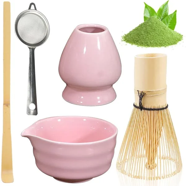 Matcha Kit 5 Pieces, Includes Bamboo Matcha Whisk, Matcha Whisk Holder, Matcha Sieve, etc. for Matcha Lovers.