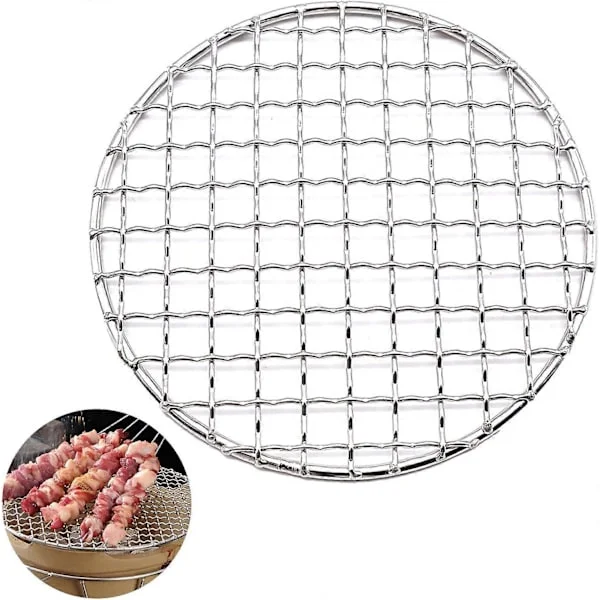 Rostfri rund grill, 15 cm diameter rund grill för inomhus utomhus camping picknick BBQ kylställ