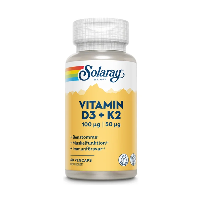 Solaray Vitamin D3+K3 60 kapsler