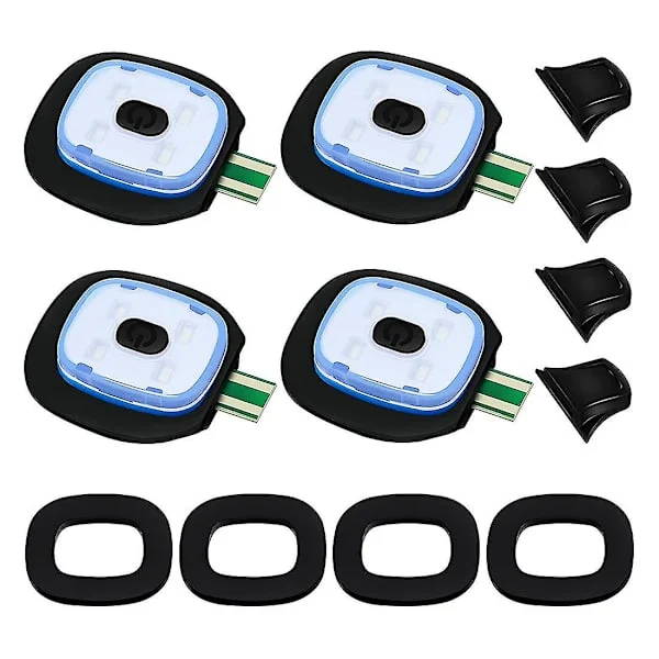 USB Uppladdningsbar Lampa För LED Stickad Mössa, 4 Stycken, Starkt Medium Och Svagt Ljusläge LED Mössa [DB]