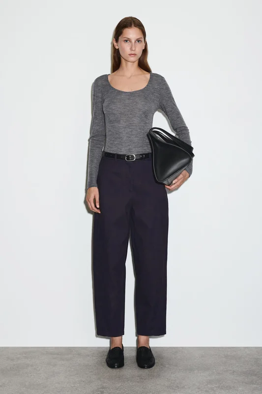 COS Barrel-Leg Cotton Chinos in Blue - Women