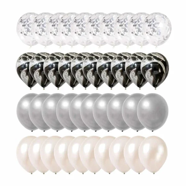 40-pack balloner hvid sort sølv konfetti balloner fødselsdag
