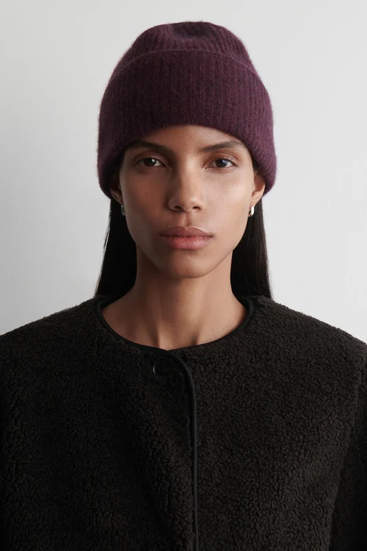 COS Women's Wool-Cashmere Beanie Hat in Red