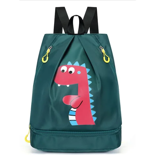 Swimming Bag Backpack Dry Wet Separated Bath Bag Portable Waterproof Zipper Beach Bag Dark Green