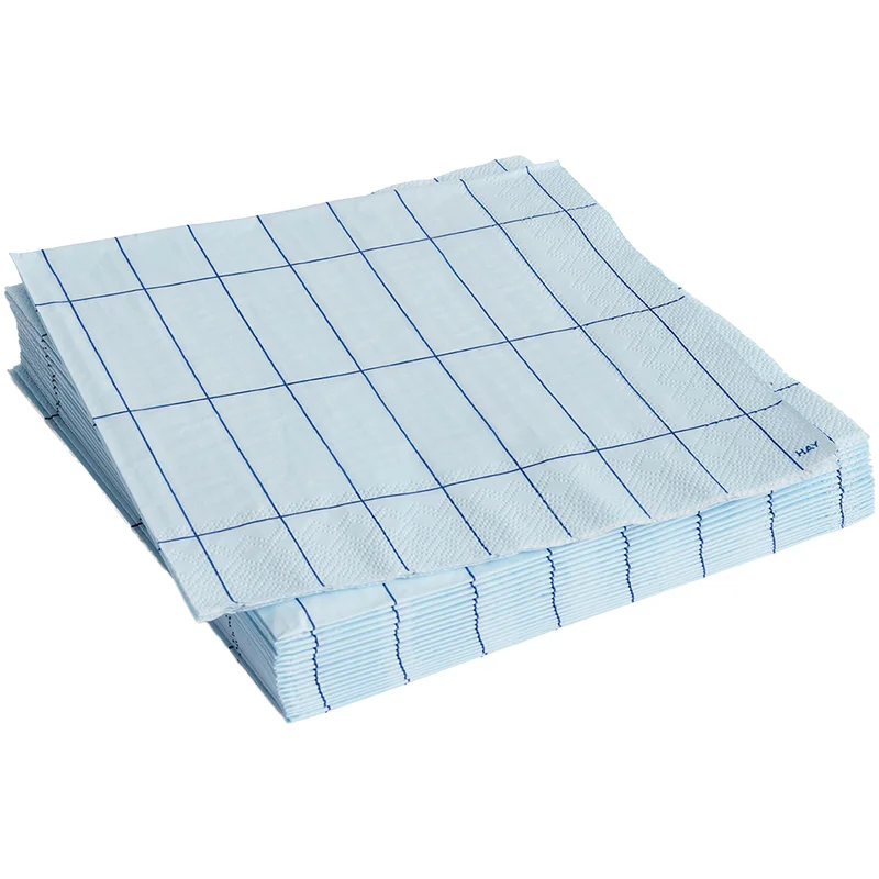 HAY Pattern middagsservietter 20-pakning, light blue/blue grid' - 'Blå og lys blå