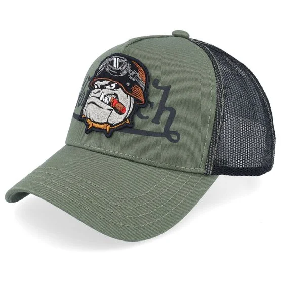 Von Dutch - Grønn trucker Caps - Bulldog Green/Black Trucker @ Hatstore