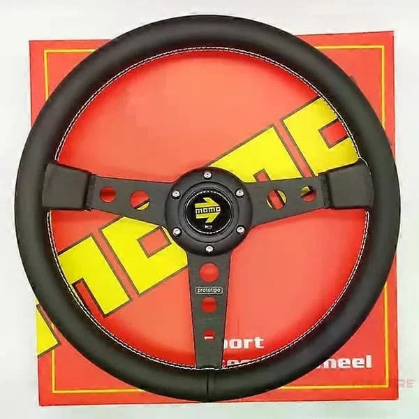 Momo Ratt Racing Tävlingsanpassad Platt Läderratt Bilratt Volante Momo Sportratt - Rattar & Horn