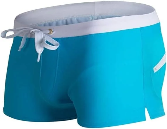 Badebukser til mænd, badeshorts til mænd, åndbare badebukser, ensfarvet badetøj, strandshorts, slim fit L