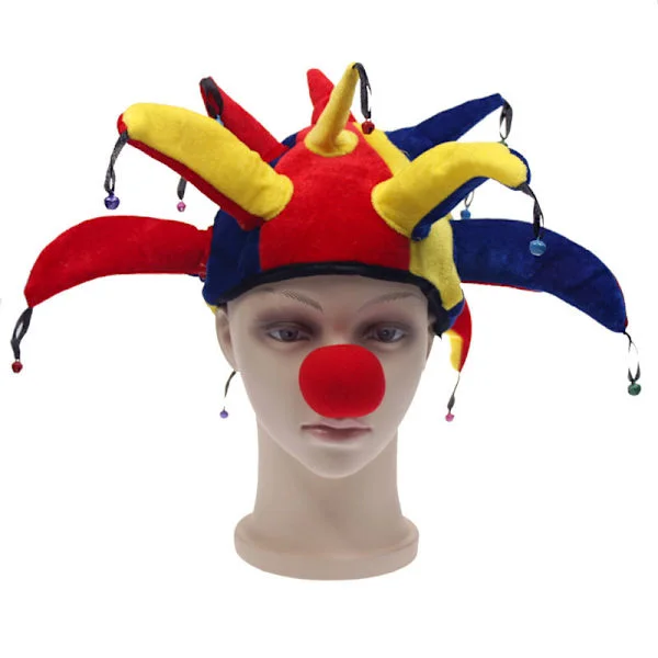 [RM] Masquerade Dance Costume Props Adult Headwear Children's Day Performance Headwear Clown Hat Set (Hat + Red Nose Decoration)