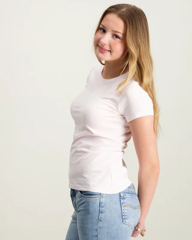 Calvin Klein SCRIPT LOGO SLIM SS T-SHIRT Rosa T-shirts Tjej - Kids Brand Store