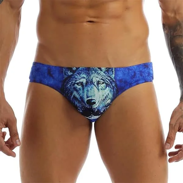 【NX】Seksikkäät hauskat 3D-sudenkuvioidut alushousut miehille, sininen