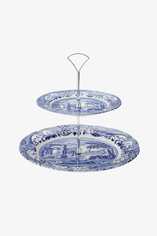 Spode - Kakefat med 2 etasjer Blue Italian - Blå - Serveringsfat - Fra Homeroom