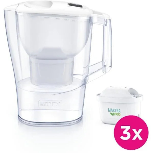 BRITA Aluna Calendar White Water Filter Jug - 2.4L Capacity including 1.4L Filtered Water - 3 Maxtra Pro All-in-1 Filters Included