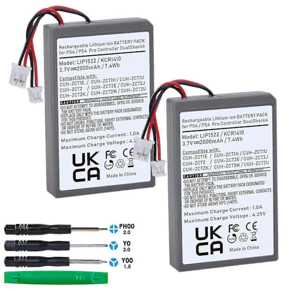 2x 2000mah Lip1522 Akku Sony Ps4 Ps4 Pro Dualshock 4 Cuh-zct1e Cuh-zct1h Cuh-zct1u Cuh-zct2 Cuh-zct2u Langaton Ohjain