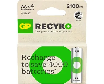 GP-ReCyko AA-batteri, 2100 mAh, 4-pack-4-pakk ReCyko AA-batteri, 2100 mAh-Power-Oppladbare batterier