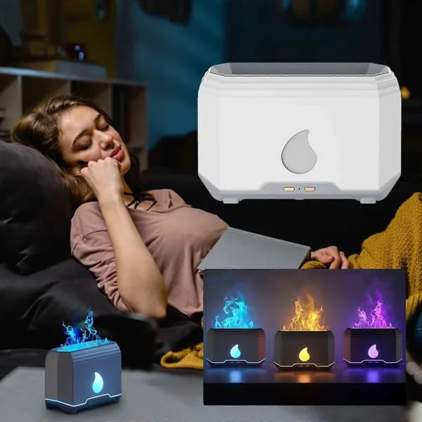 Flam Aromaterapi Maskin Luftfuktare Aromaterapi Lampa Sovrum Vardagsrum Bil Diffuser Gåva