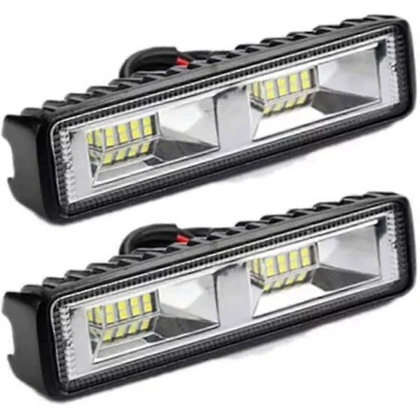 2 X 12v 24v LED arbeidslys 16 LED 48w arbeidslys, IP67 vanntett dybde offroad arbeidslys for bil motorsykkel traktor lastebiler ATV SUV (48w)