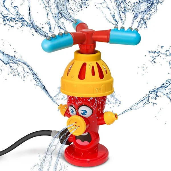 Sommersprinkler Uteleker for Småbarn Barn, Uteleker Utstyr Hage med Roerende Sprøytedyser, Uteleker