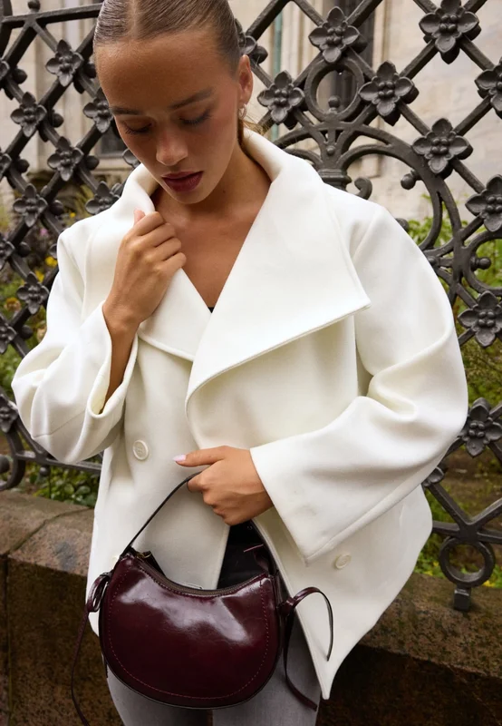 BUBBLEROOM - Ava High Neck Short Coat - Winter white