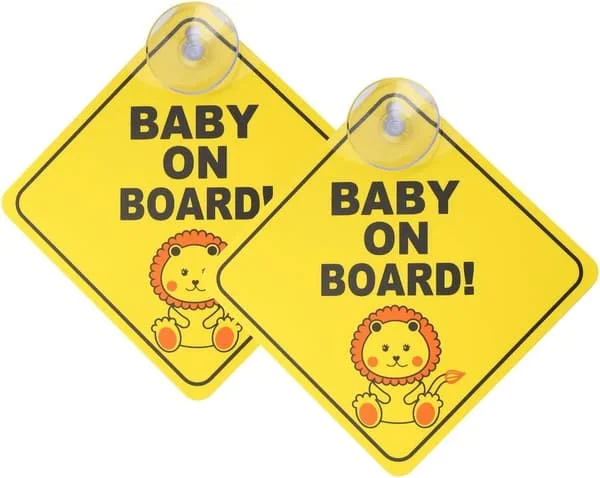 2 st Baby on Board-skylt för bil, babysäkerhetsvarning klistermärke magnetisk skylt Baby on Board-skyltar med sugkopp (gul)