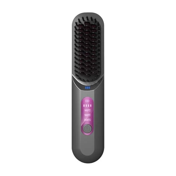 Portable Cordless Ionic Hair Brush for Home Use - Smoother Hair Anytime Grey